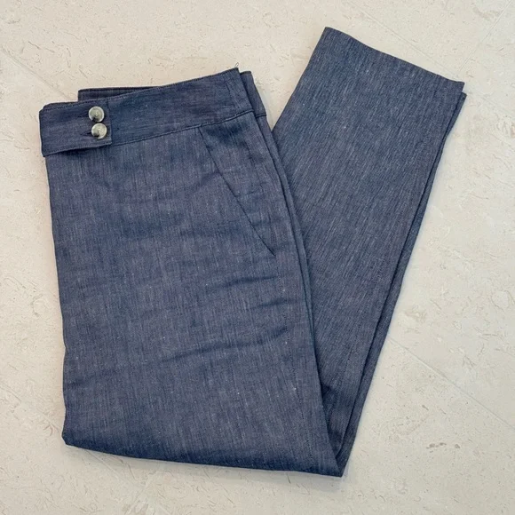 Veronica Beard Chambray Cropped Pants - Size 16 - Picture 1 of 13